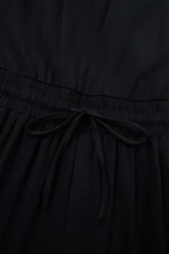 New Dear-Lover Drawstring Wide Leg Cargo Pockets Sleeveless Jumpsuit Black