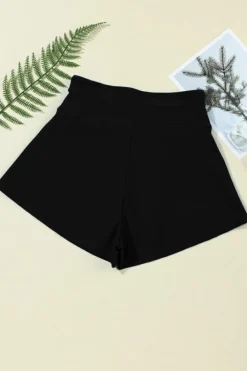Clearance Dear-Lover Drawstring Wide Leg Swim Shorts Black