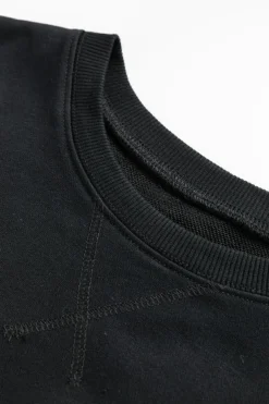 Sale Dear-Lover Drop Shoulder Crisscross Stitching Pocketed Loose Sweatshirt Black