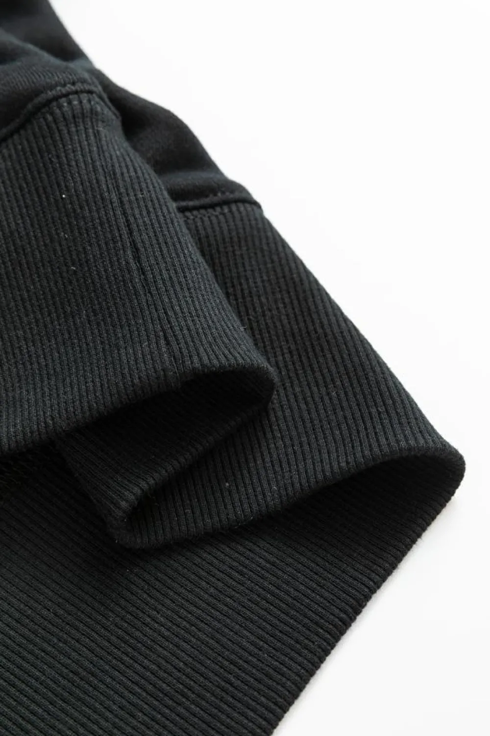 Sale Dear-Lover Drop Shoulder Crisscross Stitching Pocketed Loose Sweatshirt Black