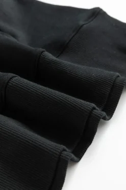 Sale Dear-Lover Drop Shoulder Crisscross Stitching Pocketed Loose Sweatshirt Black