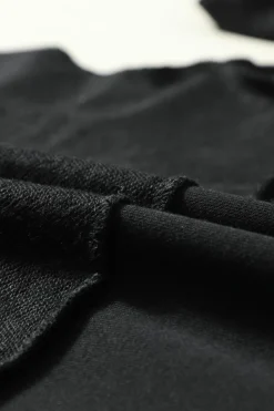 Clearance Dear-Lover Drop Shoulder Henley Buttons Sweatshirt Black