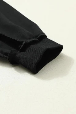 Clearance Dear-Lover Drop Shoulder Henley Buttons Sweatshirt Black