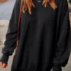 Online Dear-Lover Drop Shoulder Ribbed Trim Oversized Sweatshirt Black