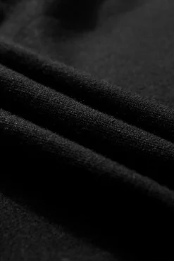 Fashion Dear-Lover Edge Piping Ruffled Sleeve Round Neck Knit T Shirt Black