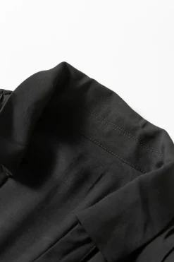New Dear-Lover Elastic Cinched High Waist Long Sleeve Shirt Mini Dress Black