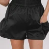 Outlet Dear-Lover Elastic High Waist Pocketed Casual Shorts Black
