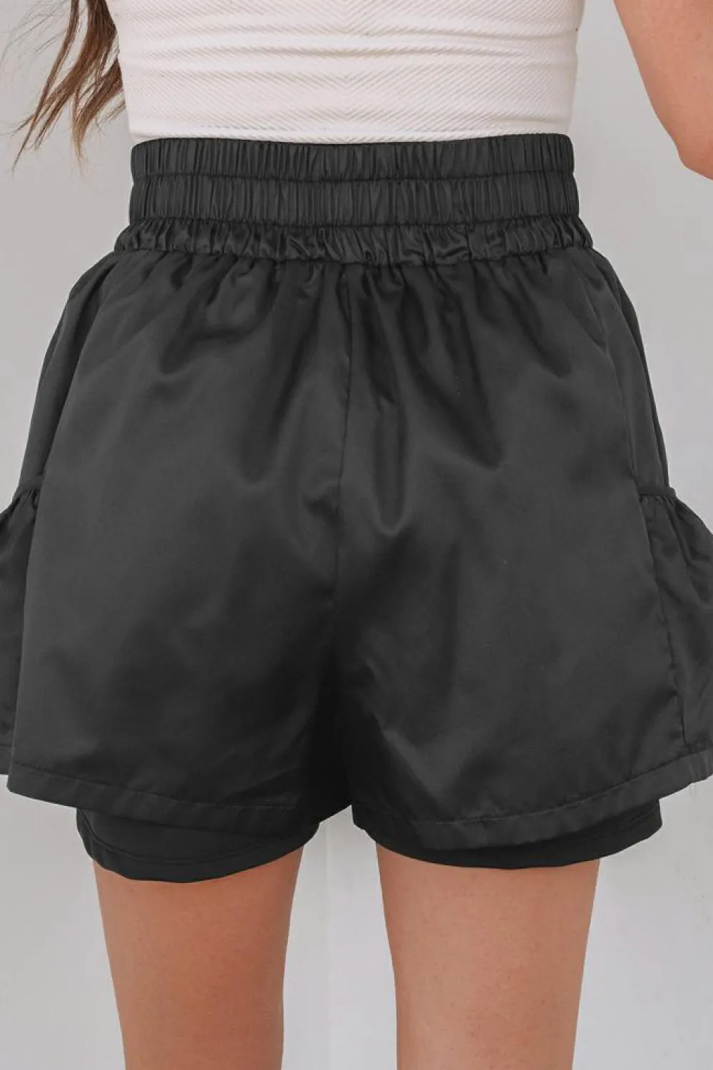 Outlet Dear-Lover Elastic High Waist Pocketed Casual Shorts Black