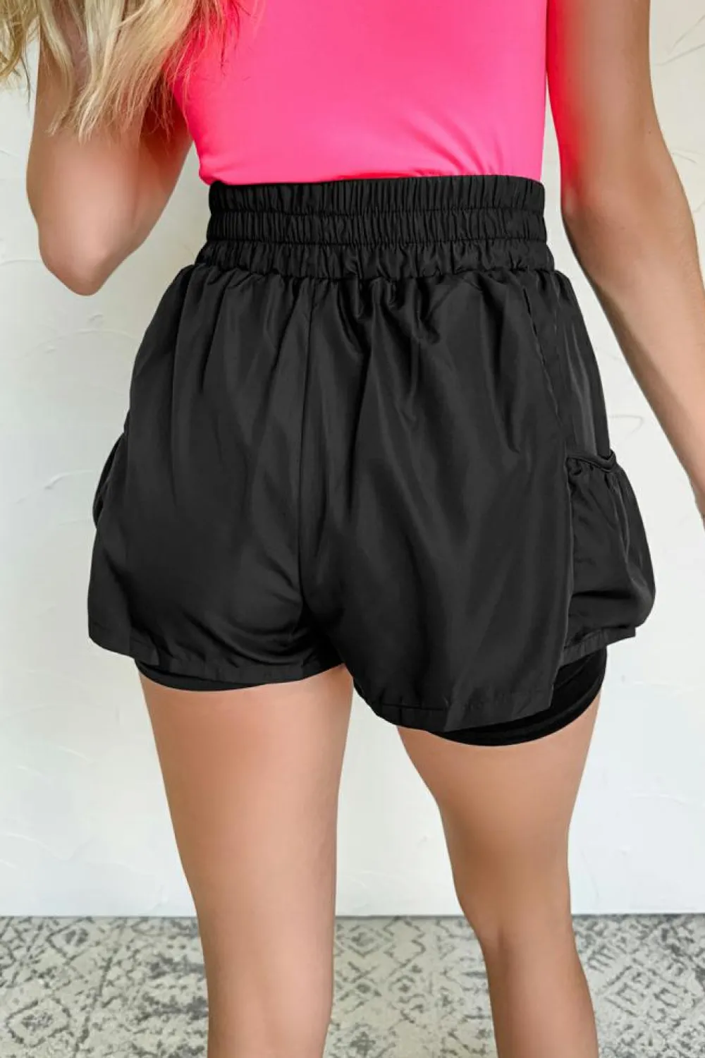 Outlet Dear-Lover Elastic High Waist Pocketed Casual Shorts Black