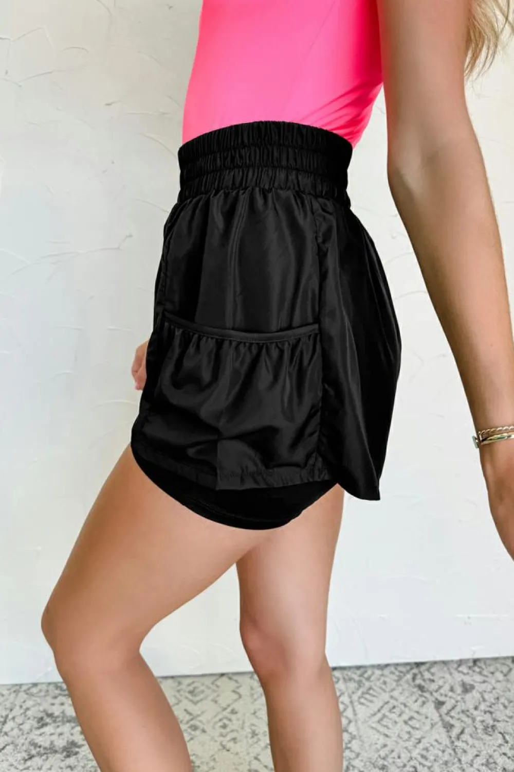 Outlet Dear-Lover Elastic High Waist Pocketed Casual Shorts Black