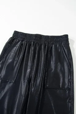 Sale Dear-Lover Elastic Waist Pocketed Pebble Joggers Black