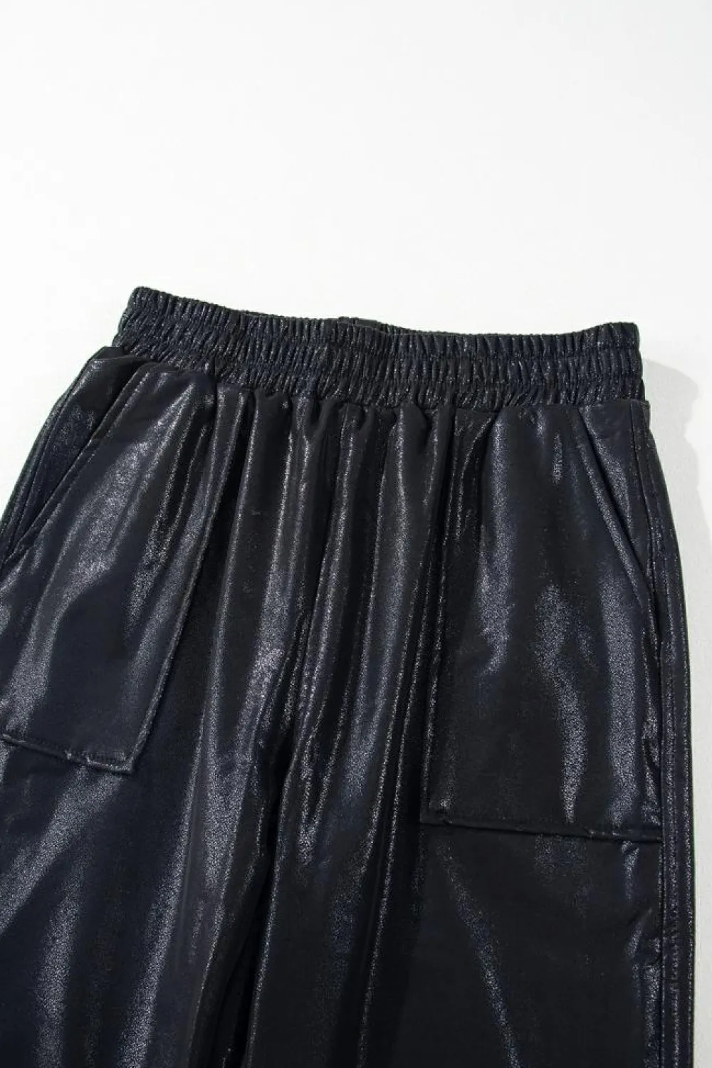 Sale Dear-Lover Elastic Waist Pocketed Pebble Joggers Black