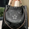 Best Dear-Lover Embossed Leather Multi-functional Shoulder Bag with Handle Black