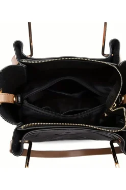 Best Dear-Lover Embossed Leather Multi-functional Shoulder Bag with Handle Black