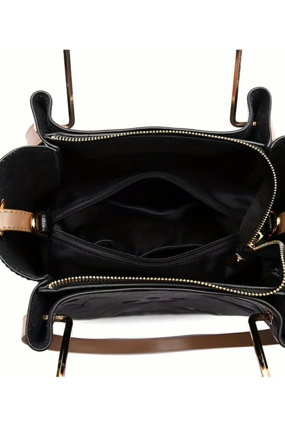 Best Dear-Lover Embossed Leather Multi-functional Shoulder Bag with Handle Black