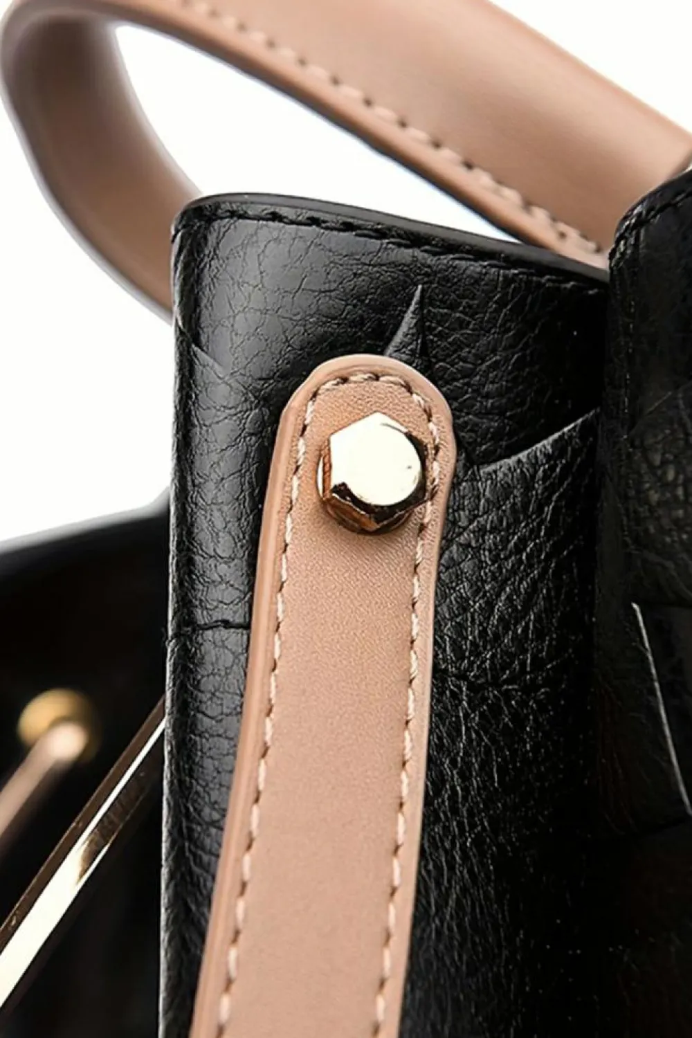 Best Dear-Lover Embossed Leather Multi-functional Shoulder Bag with Handle Black