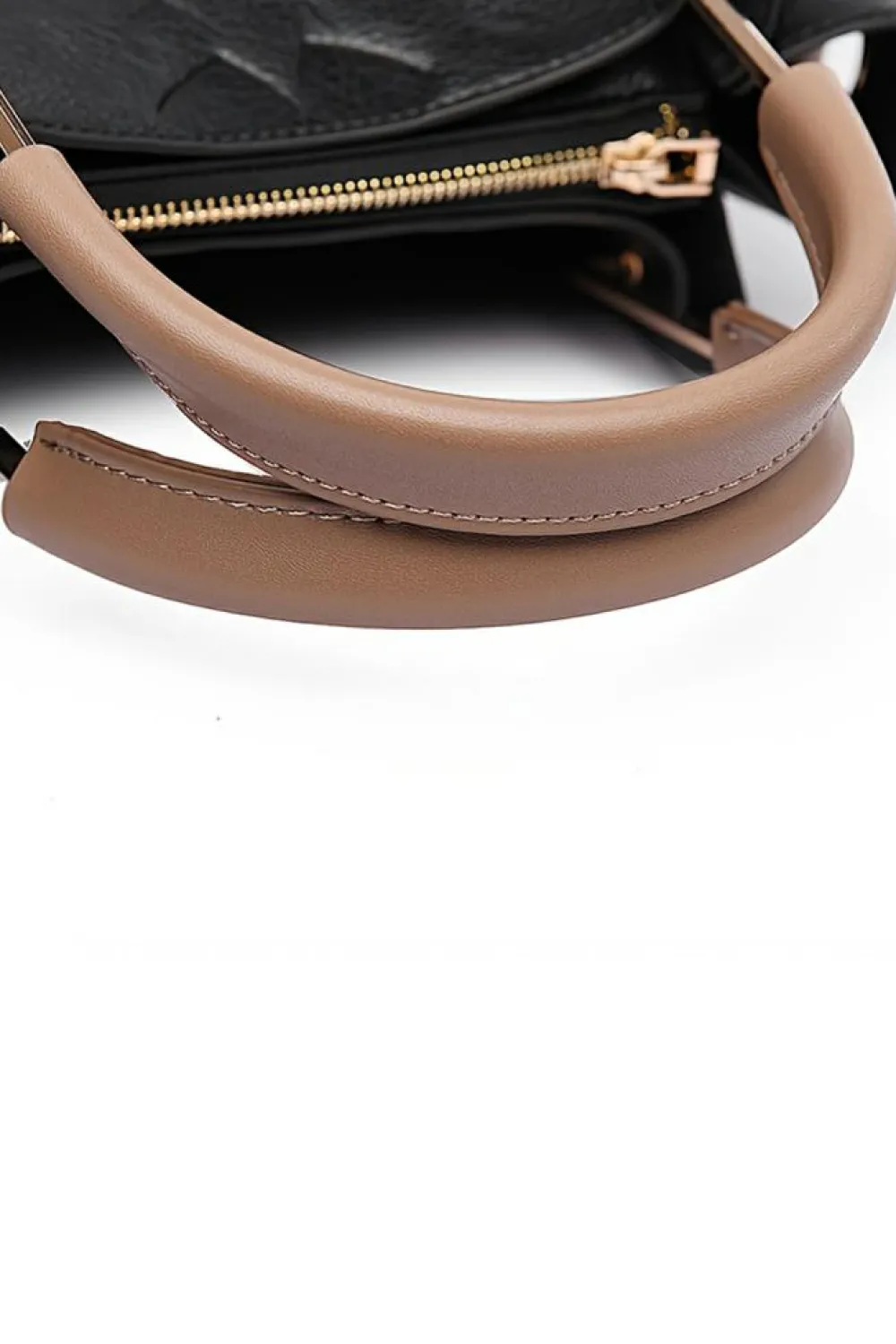 Best Dear-Lover Embossed Leather Multi-functional Shoulder Bag with Handle Black
