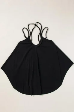 Online Dear-Lover Exposed Seam Detail Double Straps Tank Top Black