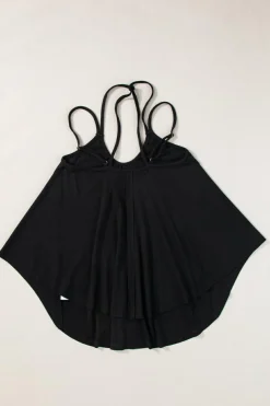 Online Dear-Lover Exposed Seam Detail Double Straps Tank Top Black