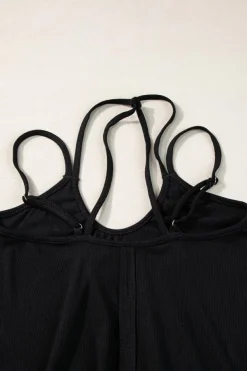 Online Dear-Lover Exposed Seam Detail Double Straps Tank Top Black