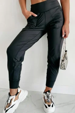 Outlet Dear-Lover Exposed Seam High Waist Pocketed Joggers Black