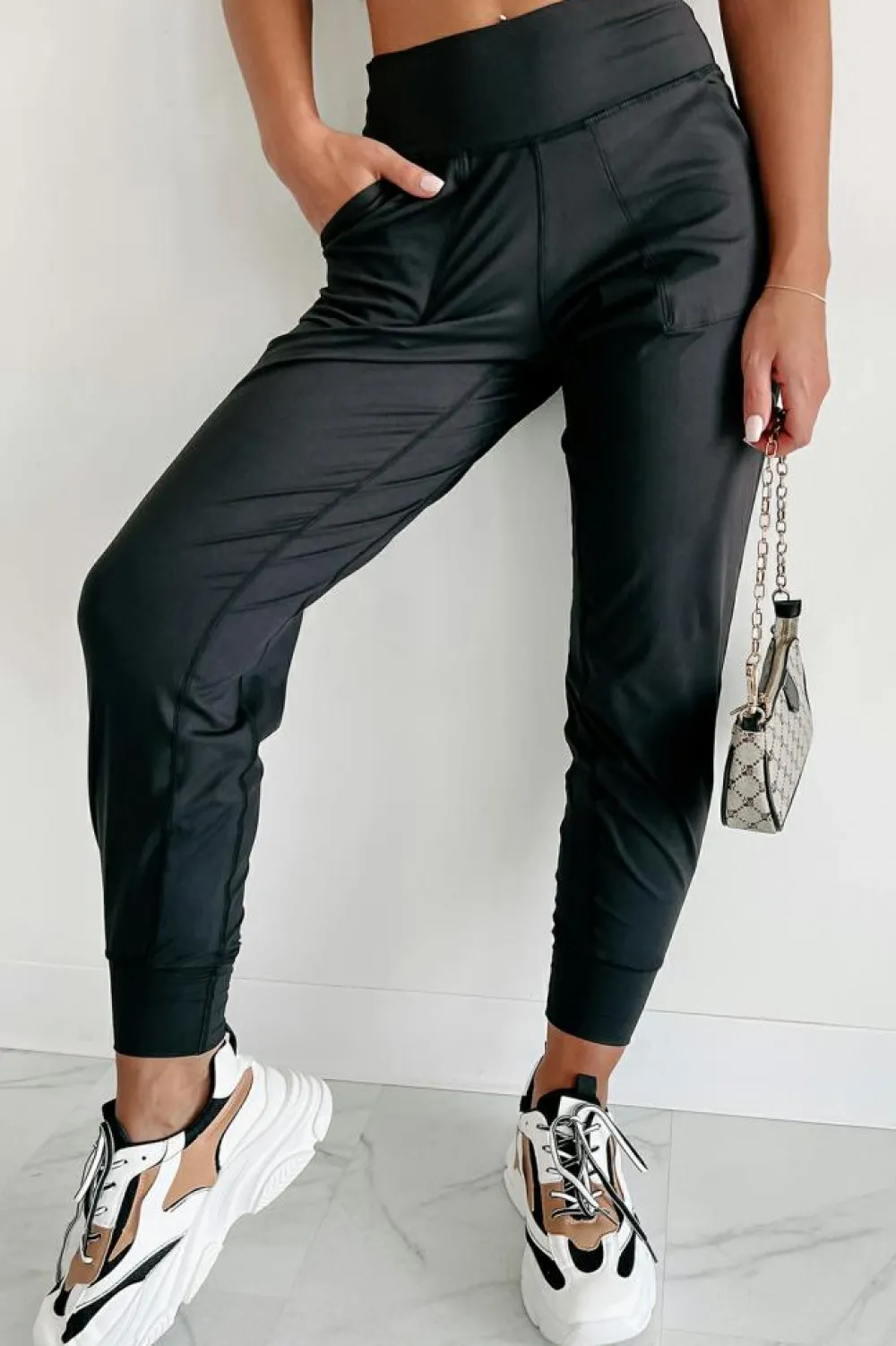 Outlet Dear-Lover Exposed Seam High Waist Pocketed Joggers Black