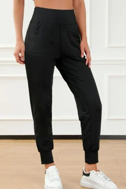 Outlet Dear-Lover Exposed Seam High Waist Pocketed Joggers Black