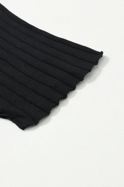 Online Dear-Lover Exposed Seam Ribbed Knit Dolman Top Black