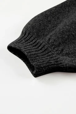 Outlet Dear-Lover Eyelet Pattern Detail V Neck Drop Shoulder Sweater Black