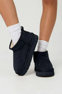 Sale Dear-Lover Faux Fur Lined Suede Ankle Snow Boots Black