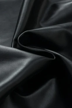 Hot Dear-Lover Faux Leather Crew Neck Tank Top Black