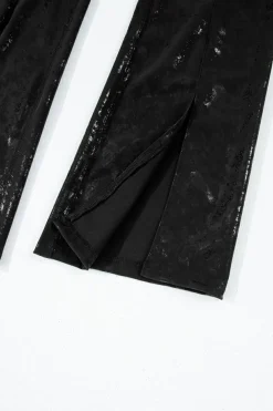 Best Dear-Lover Faux Leather Splits High Waist Leggings Black
