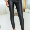 Clearance Dear-Lover Faux Leather Zipped Detail Leggings Black