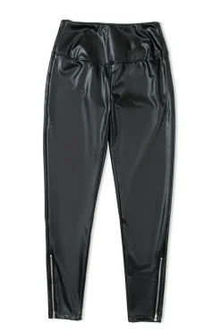 Clearance Dear-Lover Faux Leather Zipped Detail Leggings Black