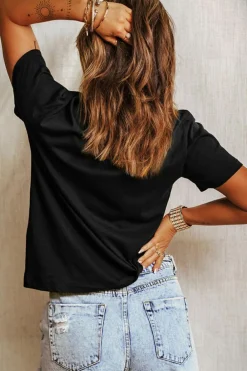 Outlet Dear-Lover Flag Inspired Rhinestone Star Graphic T Shirt Black