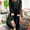 Hot Dear-Lover Flatlock Seam Detail V Neck Baggy Jumpsuit Black