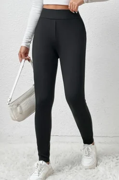 Fashion Dear-Lover Fleece Lining Winter High Waist Leggings Black