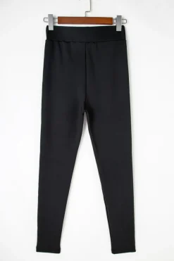 Fashion Dear-Lover Fleece Lining Winter High Waist Leggings Black