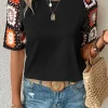 Best Dear-Lover Floral Crochet Short Sleeve Top Black