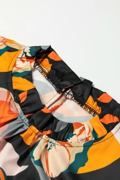 Online Dear-Lover Floral Print Mock Neck Blouse Black