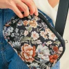 Hot Dear-Lover Floral Print Zipper Wide Strap Sling Bag Black
