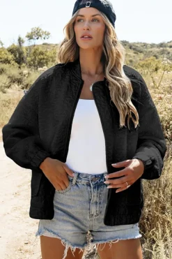 Sale Dear-Lover Floral Quilted Jacket Black