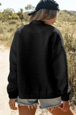 Sale Dear-Lover Floral Quilted Jacket Black