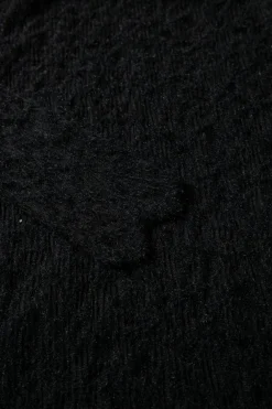 Discount Dear-Lover Flower Lace See Through Mock Neck Long Sleeve Top Black