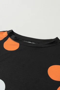 Best Dear-Lover Flower Print Bubble Sleeve Tee Black