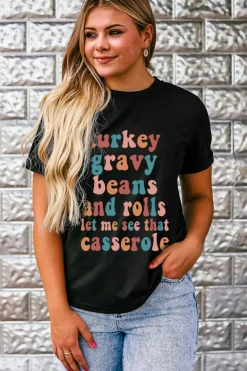 Discount Dear-Lover Food Lovers Slogan Graphic T Shirt Black