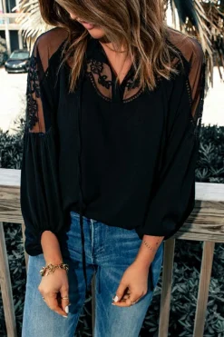 Best Dear-Lover Formal Invitation Lace Blouse Black