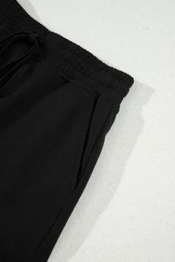 Sale Dear-Lover French Terry Drawstring Mini Skort with Pockets Black