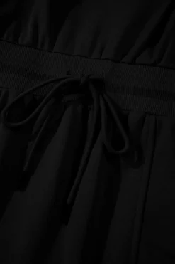 Online Dear-Lover French Terry Zipped Collar Sleeveless Drawstring Waist Mini Dress Black