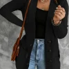 Hot Dear-Lover Front Pocket and Buttons Closure Cardigan Black